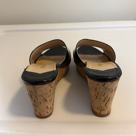 Prada Black Patent Leather Cork Wedge Platform Mule. Size 38 IT. - Picture 4 of 10